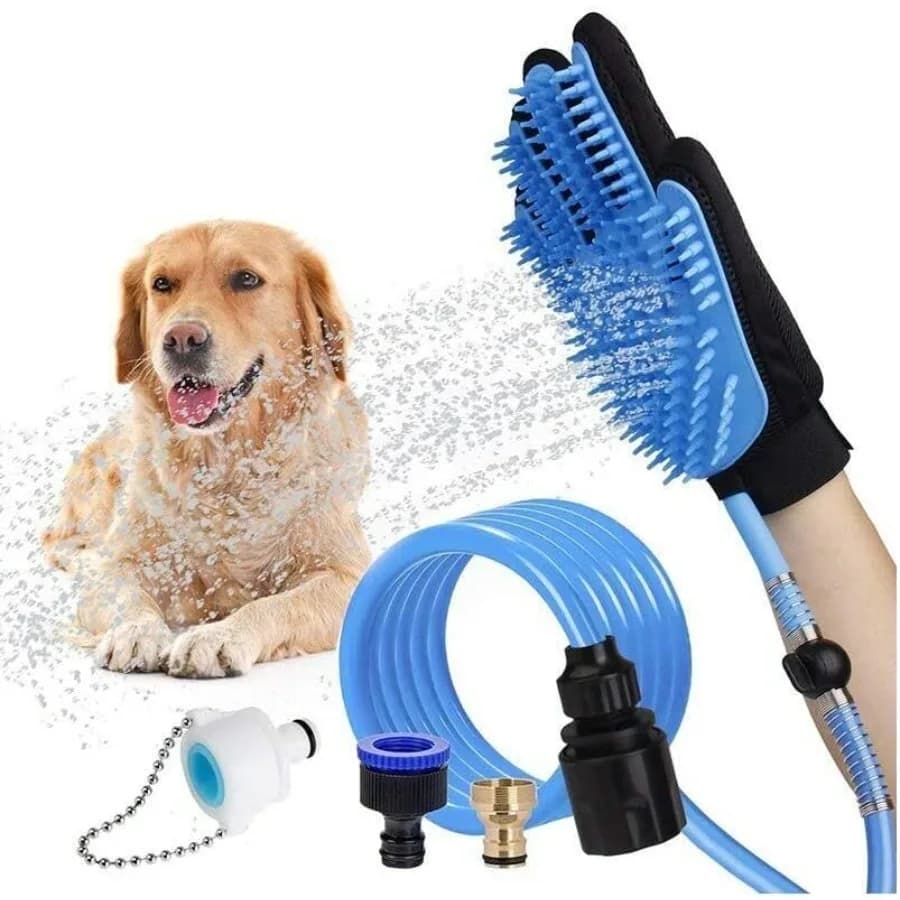 Guanto Massaggiante per Cani e Animali Domestici, Spazzola Rimuovi Peli, Spruzzatore d'Acqua per Doccia