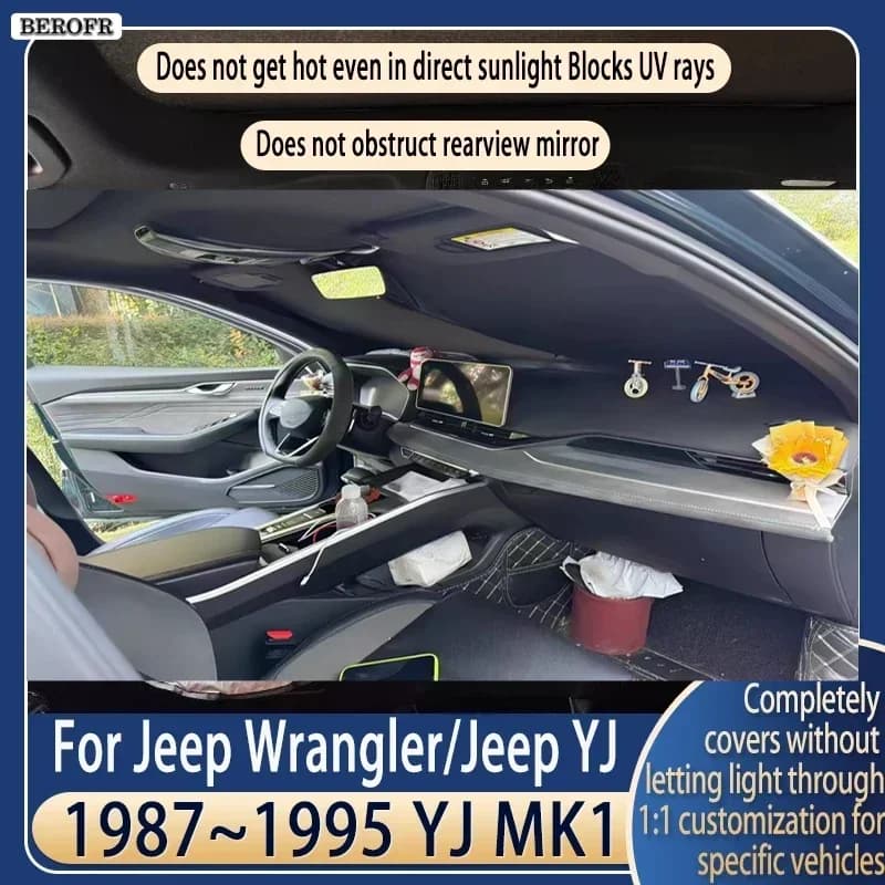Steering wheel Car Sun Visor For Jeep Wrangler YJ 1987~1995 Summer Cooling Auto Accessories Front Windshield Sunshade Insulati