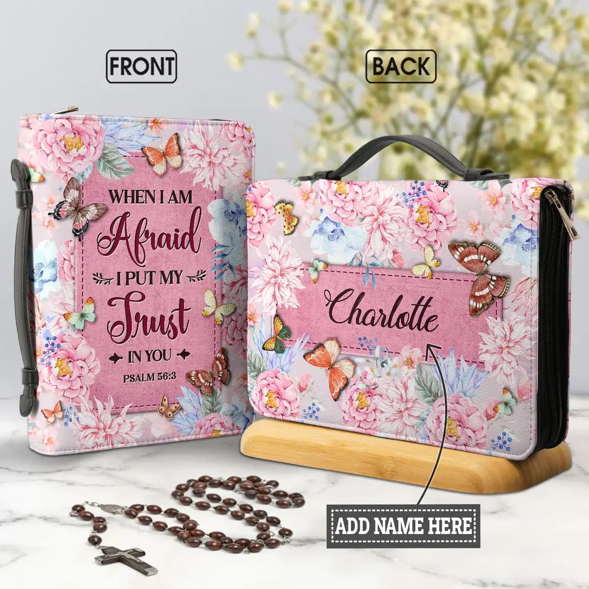 Quando ho paura di mettere la mia fiducia In te Verse Women Holy Bible Bags PU Christian Bags regali squisiti studio Book Storage Boxes