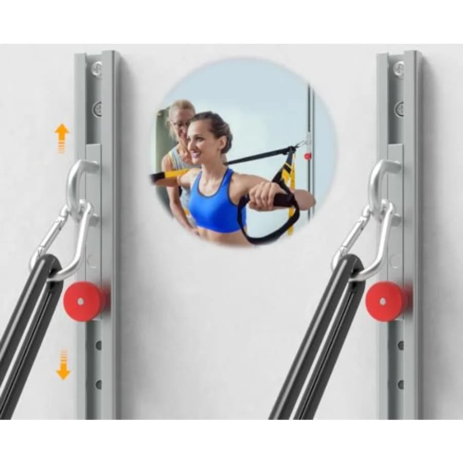 Ancoraggio a parete per bande elastiche per allenamenti in casa, resistente supporto a parete in acciaio nero, sicuro e regolabile per l'uso con suspension trainer.