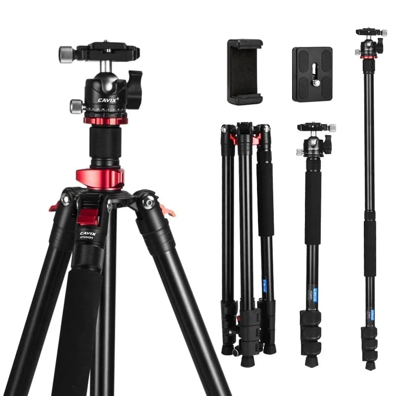 Treppiede Portatile Compatto Pieghevole con Testa a Sfera per Fotografia e Video all'Aperto, per Fotocamere Digitali, Telefoni Cellulari e Videocamere