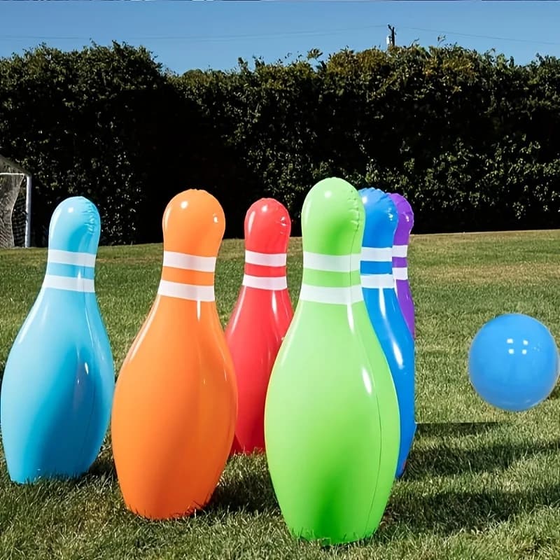 Set da Bowling Gonfiabile per Esterni in PVC, Gioco Divertente Genitore-Figlio, Giocattoli Sportivi, Giochi da Spiaggia e Sabbia, Set di Giocattoli per Attività all'Aperto per Bambini