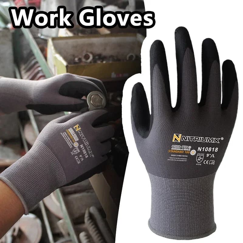 Guanti da lavoro di sicurezza Guanto in nylon lavorato a maglia senza cuciture con impugnatura in nitrile microespuma nera Ideale per il miglioramento automobilistico per uso generale