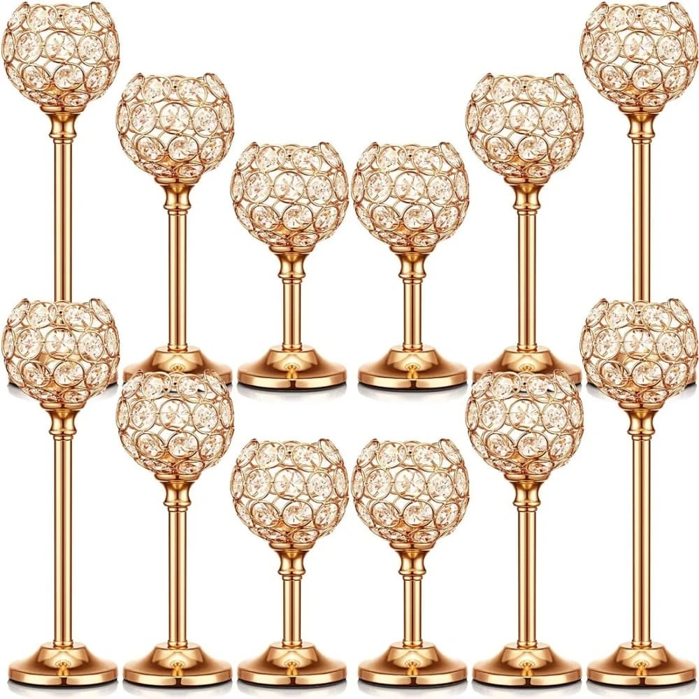 1 Pcs Crystal Candle Holders Bulk, Shiny Candlestick Holder for Wedding Halloween, Christmas, Birthday Party Holiday,Home Decor
