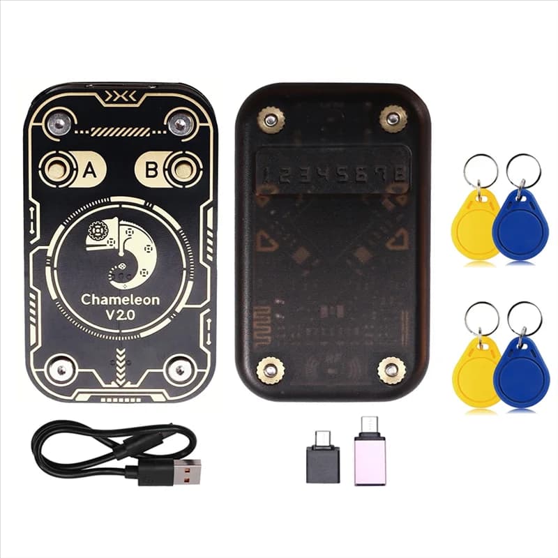 【PROMOZIONE】 Emulatore lettore di chip intelligente RFID Camaleonte V2.0 Duplicatore NFC + 2X Portachiavi UID/CUID Decodifica scheda 125Khz 13,56Mhz