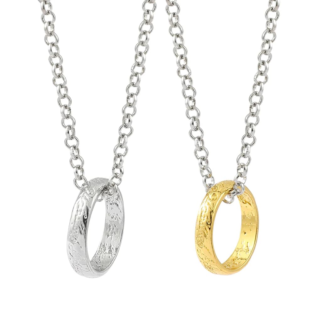 Set Collana Anello Cosplay Il Signore degli Anelli, Accessorio Pendente Stile Semplice e alla Moda, Regalo per Outfit e Feste a Tema