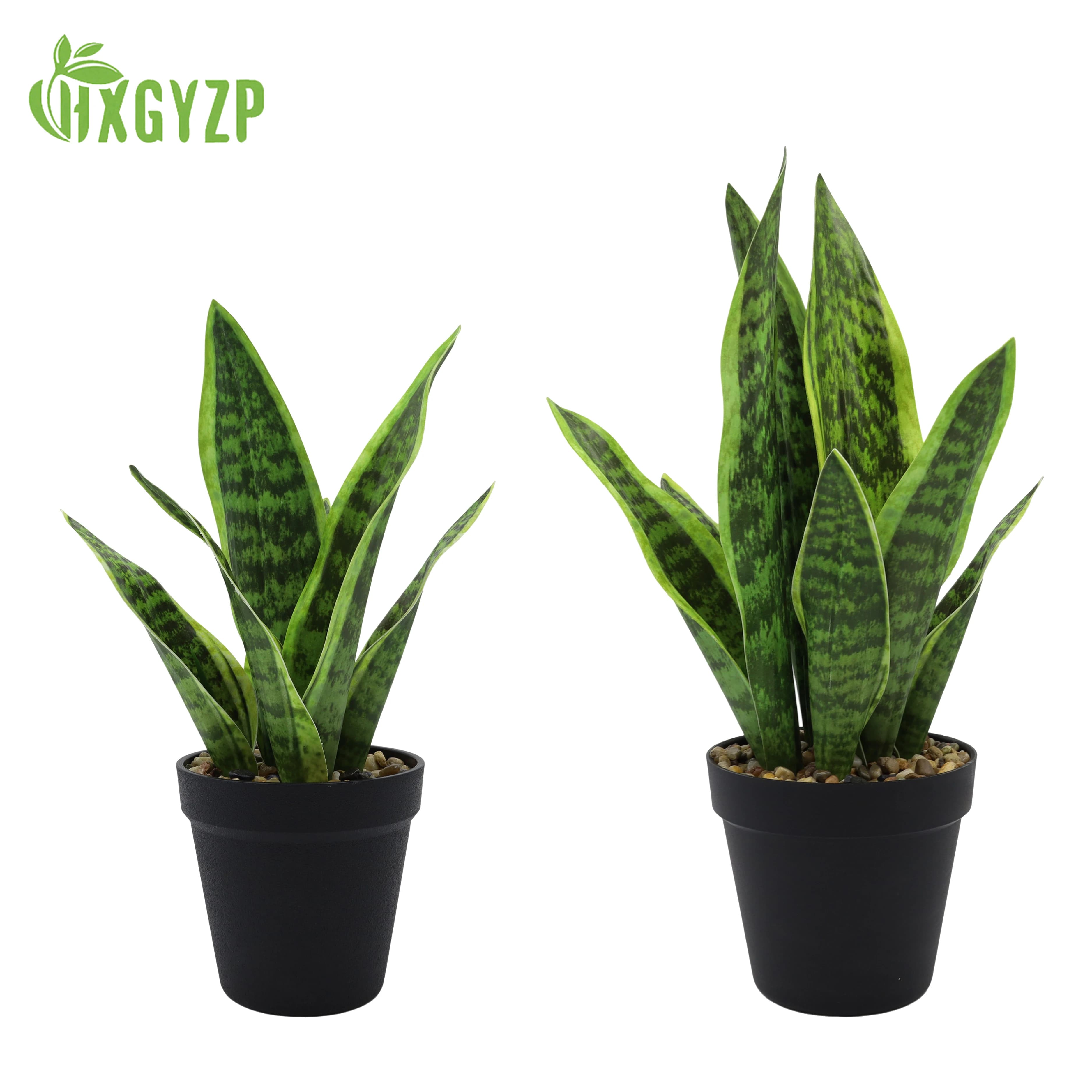 HXGYZP Artificial Snake Plant Faux tropical plants Sansevieria in black plastic pots Home Office Interior and exterior decorations in pot