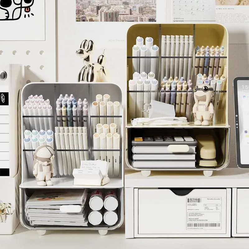 Inclined pen holder for students Storage box for desk desk storage for various items from large capacity office
