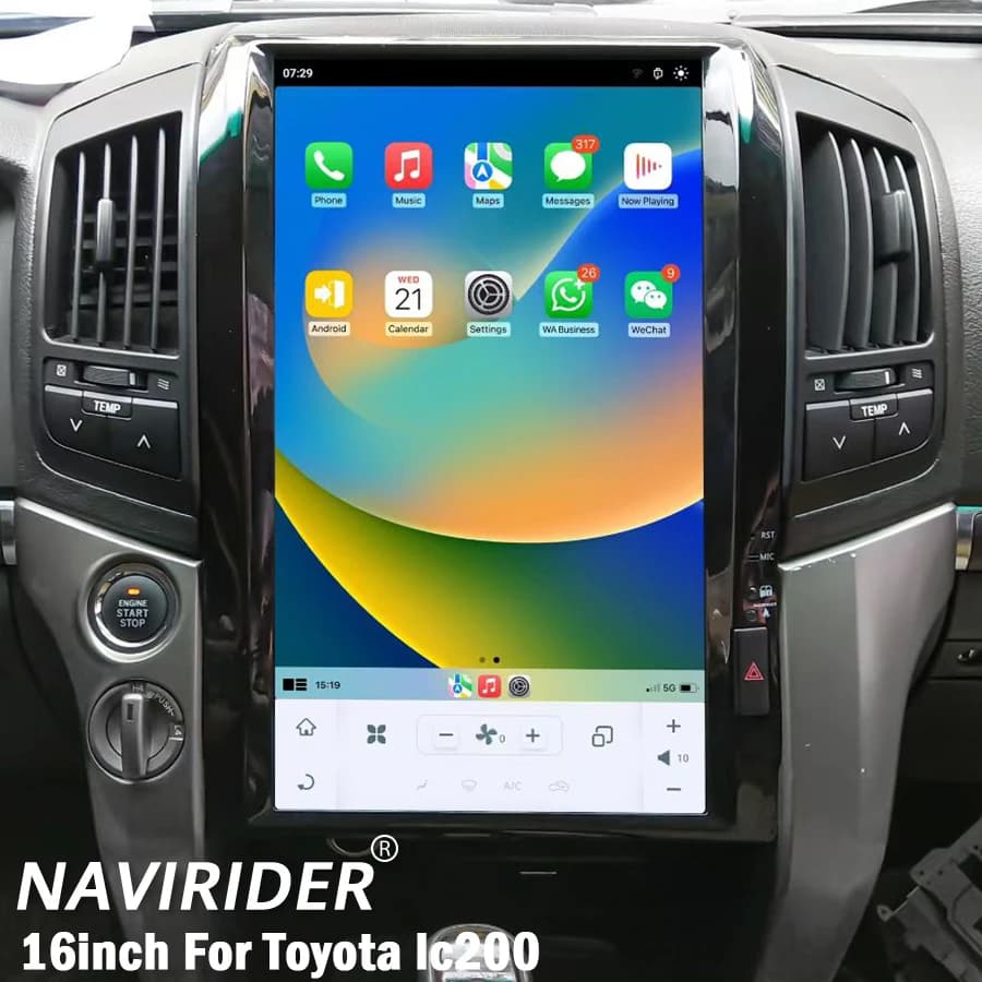 16" CarPlay For Toyota Land Cruiser LC200 2008-2015 Car Multimedia Player GPS Radio Navi Qualcomm Auto Vertical Screen 4G WIFI