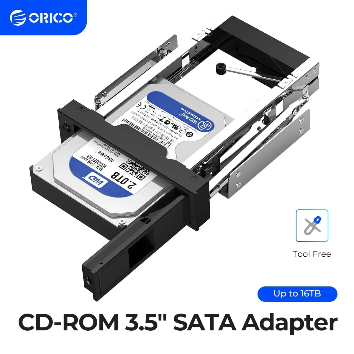 ORICO Caddy per disco rigido da 2,5 a 3,5 pollici Adattatore per staffa di montaggio per disco rigido interno in acciaio inossidabile Telaio mobile HDD SATA da 3,5 pollici