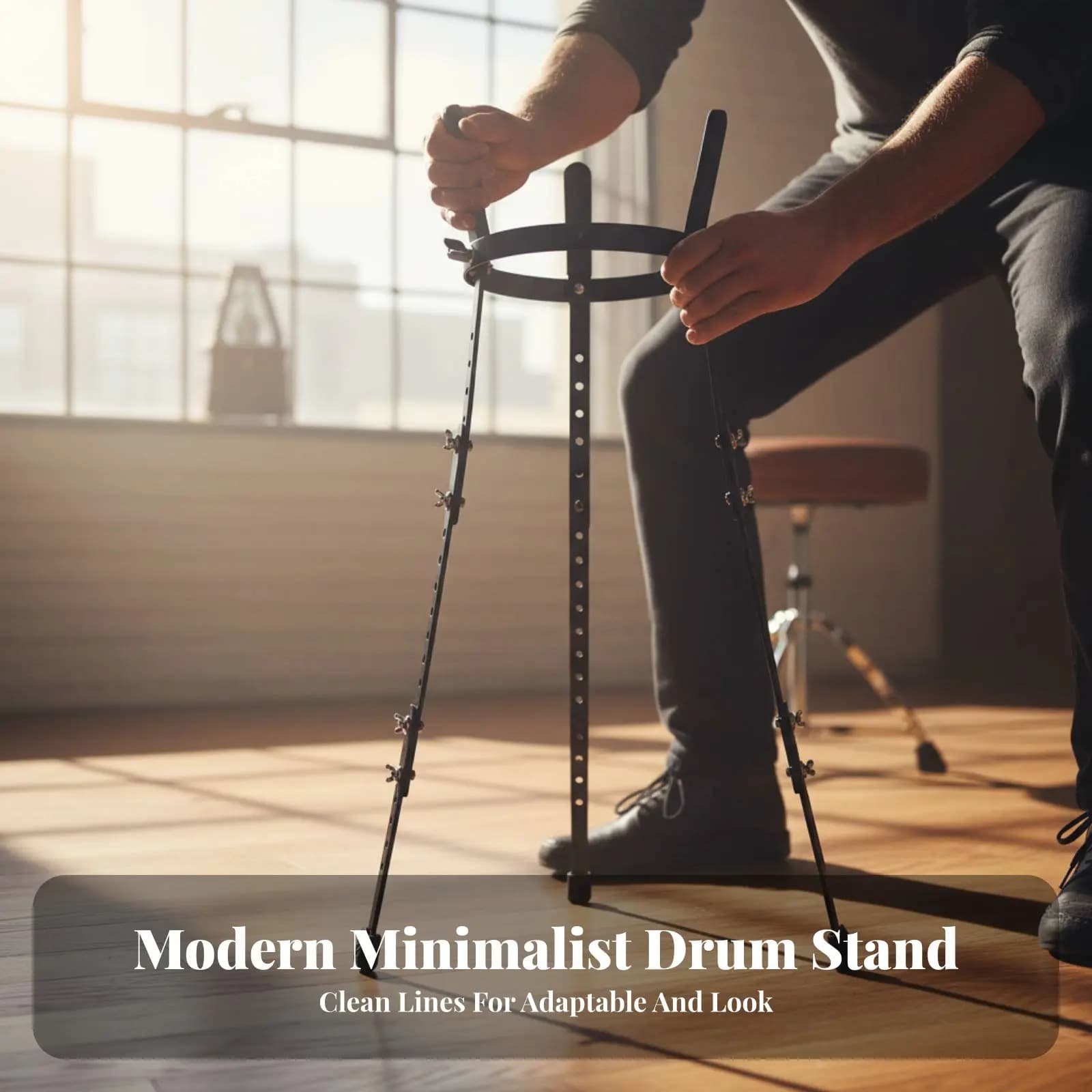 Support for Djembe Adjustable for Use in Feet or Seat, Support for African Drum, Universal Tripod for Percussion