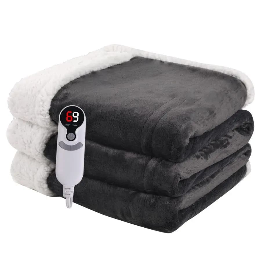 Coperta Coperta elettrica Full Size 72x84, Coperta riscaldante in morbida flanella con spegnimento automatico di 110 ore 6 impostazioni di calore Lavabile in lavatrice D
