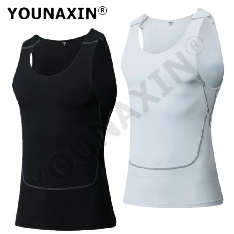 Uomo nero Sport Skinny Vest stretto canotta Base strato senza maniche t-shirt bianca Top canotta felpa atletica Sportwear Activewear