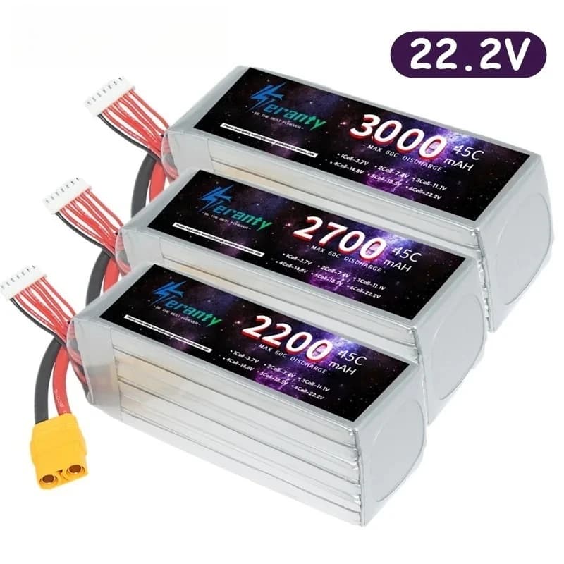 Batteria LIPO 6S 22.2V RC Lipo 1500mah 1800mah 2200mah 2700mah 3000mah XT60 T XT90 Spina 45C Per RC Auto Barca Elicottero