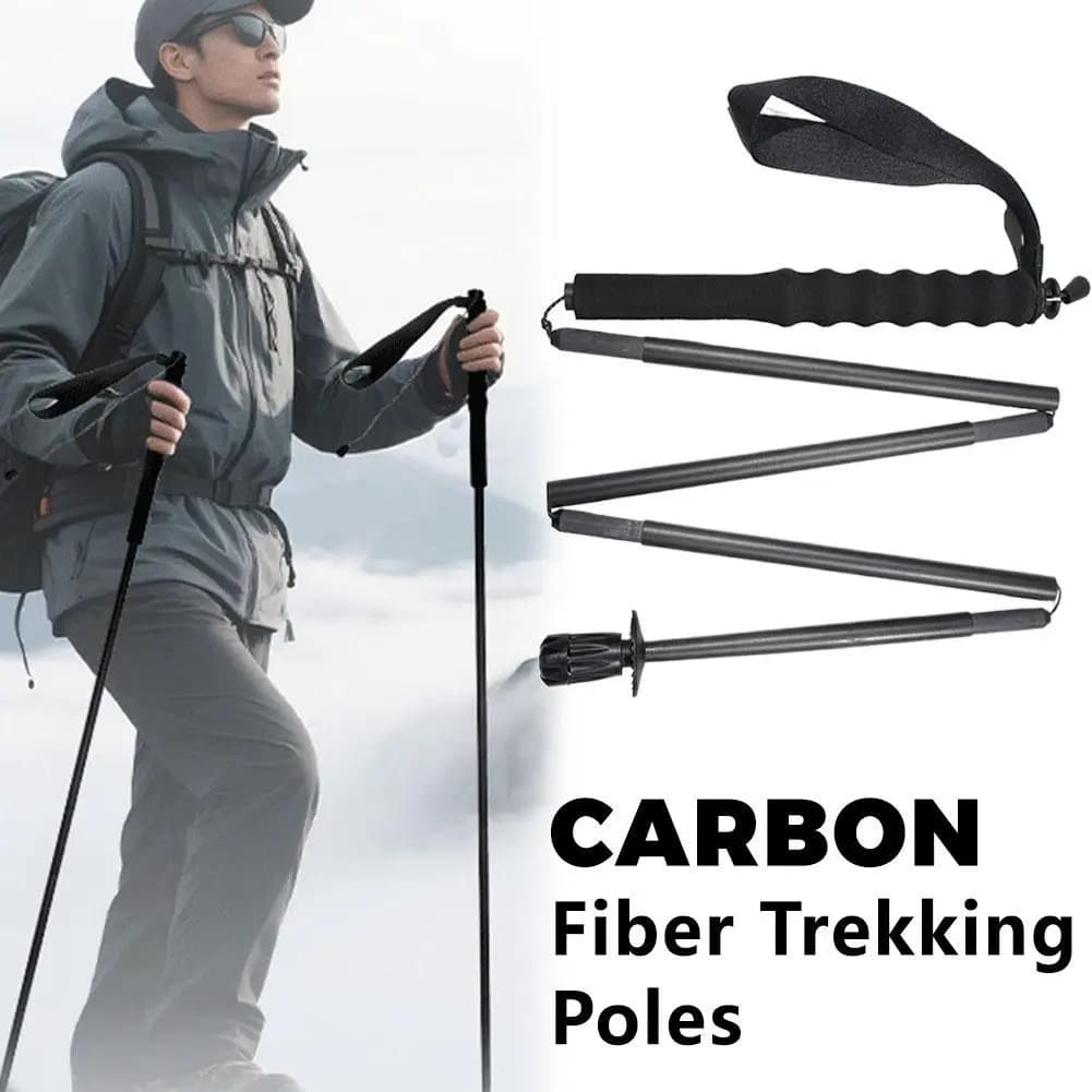 Bastone da Trekking Pieghevole in Fibra di Carbonio Premium Ultraleggero, Bastone da Escursionismo Pieghevole per Trail Running e Uso Outdoor