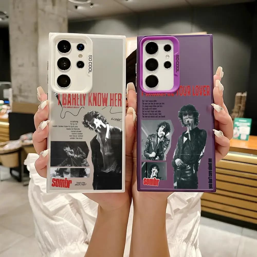 Custodia per telefono Rapper Singer S-sombr in silicone colorato argento per Samsung Galaxy S25 Edge S24 S23 S22 S21 S20 Ultra