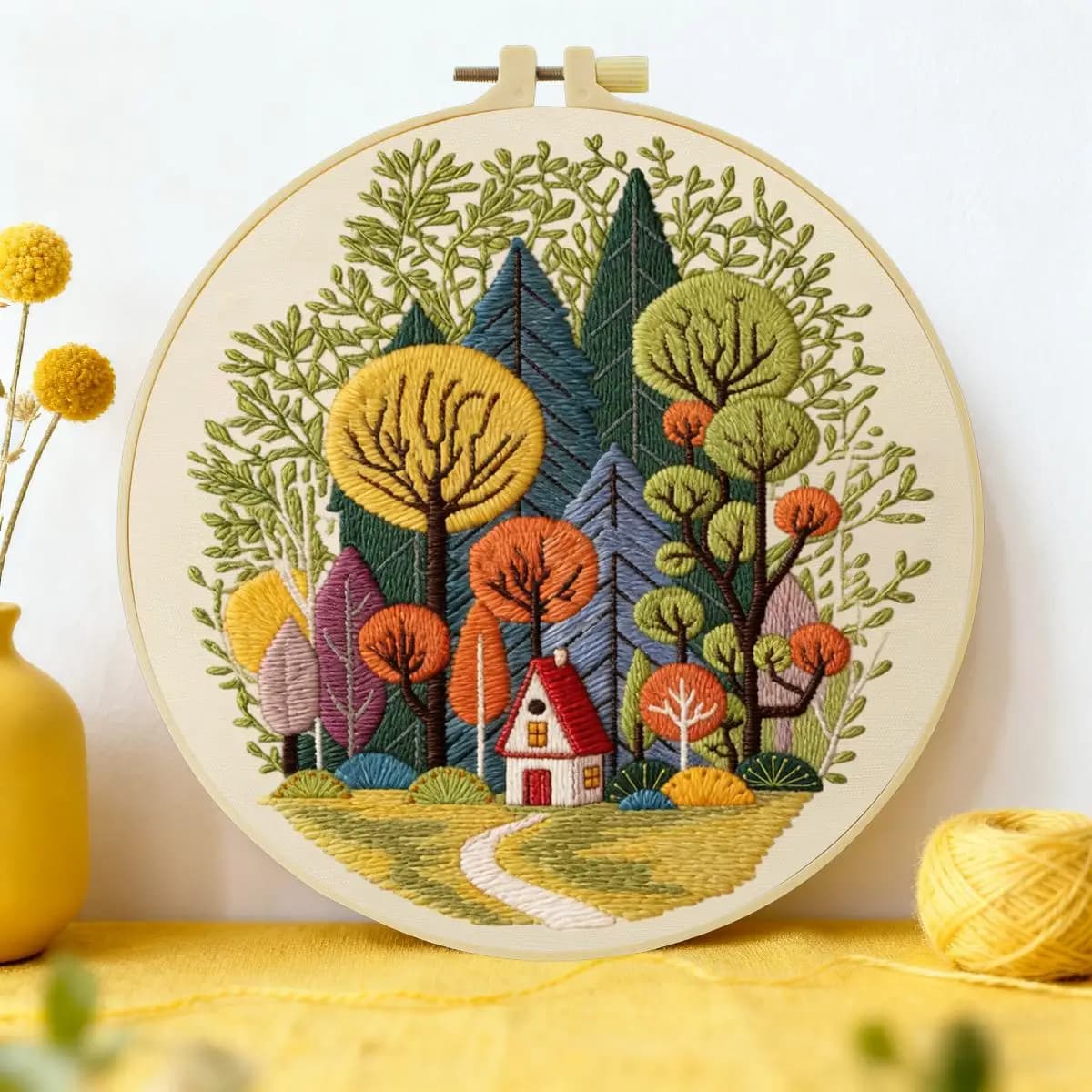 1pc 20X20CM/15X15CM 7.87/6.3inch forest Embroidery Starter Kit DIY kit DIY embroidery kit manualidades Sewing Art Craft Painting