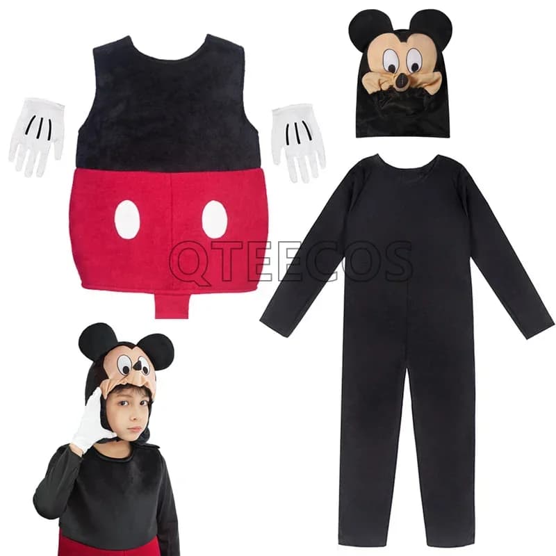 MINISO Topolino Costumi Cosplay Cappello Tuta Guanti Abito Anime Halloween Party Carnevale Vestiti per bambini Ragazzo Ragazza # 1 # W