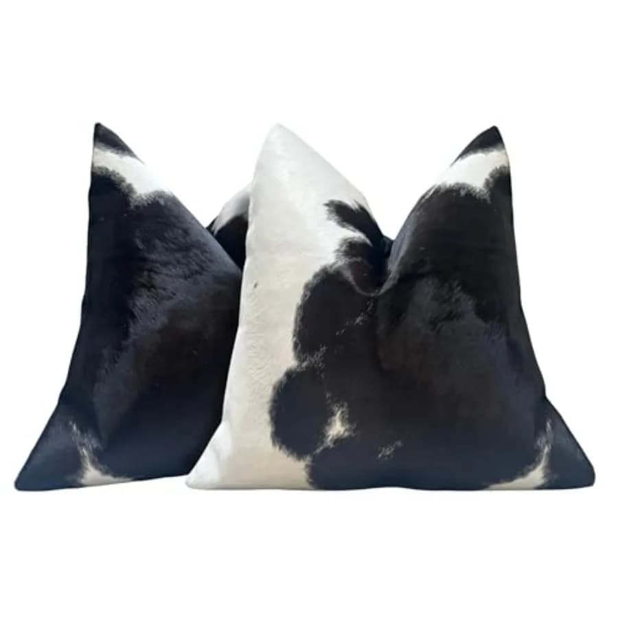 Set di 2 Copricuscini in Vera Pelle di Vacchetta per Decorazioni Rustiche, per Sedie, Divani, Soggiorno e Camera da Letto