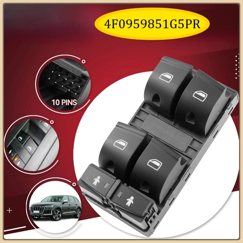 4F0959851G5PR Elettrico Master Power Finestra Interruttore di Controllo Sollevatore di Vetro Pulsante Regolatore Per Audi Q7 2007-2015 A6 C6 2005-2011