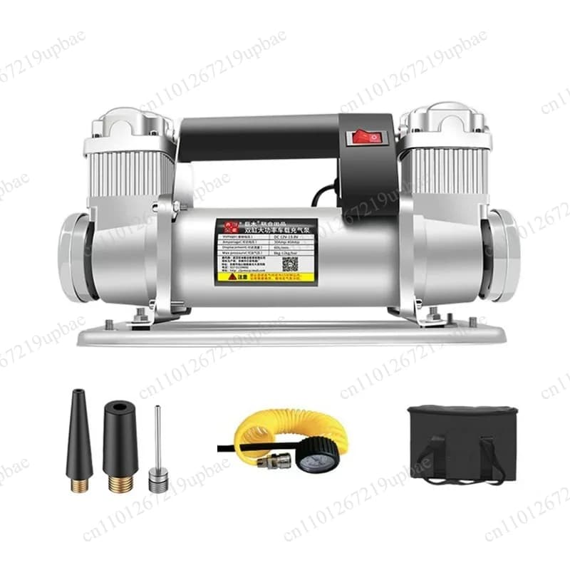 Pompa ad aria a doppio cilindro 12V 24V ad alta pressione per gonfiaggio rapido pneumatici auto, pompa per gonfiaggio pneumatici fuoristrada e da sabbia