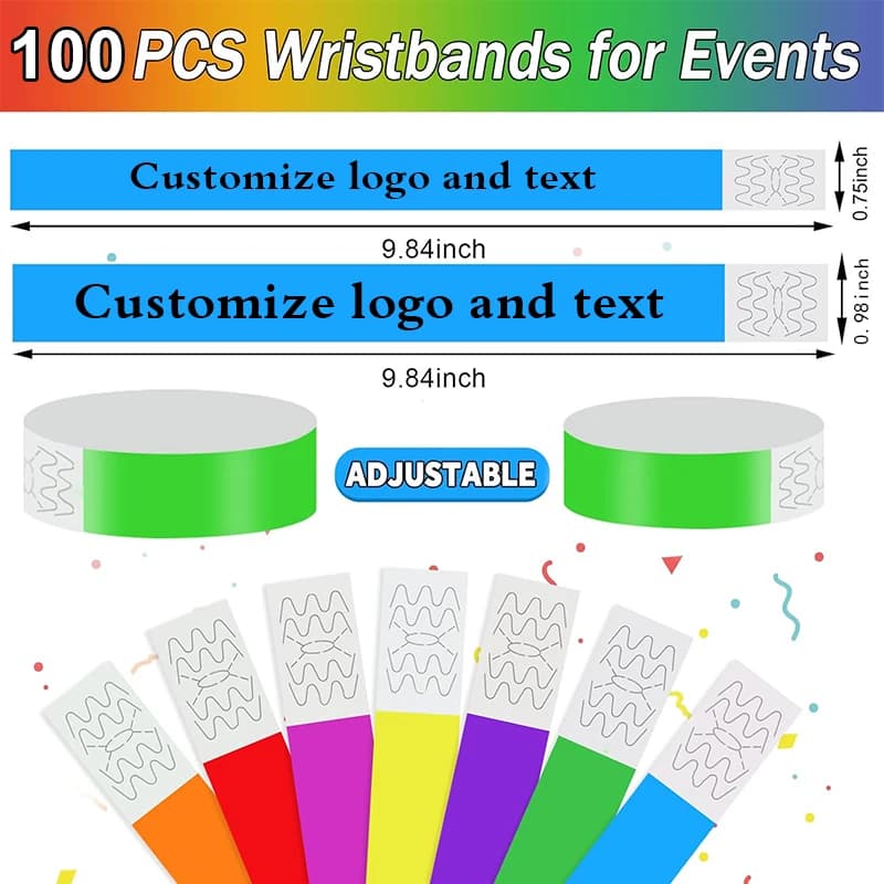 Braccialetti personalizzati Biglietti di carta Braccialetti per feste Braccialetti personalizzati per eventi Bracciale Tyvek Dobon impermeabile resistente allo strappo