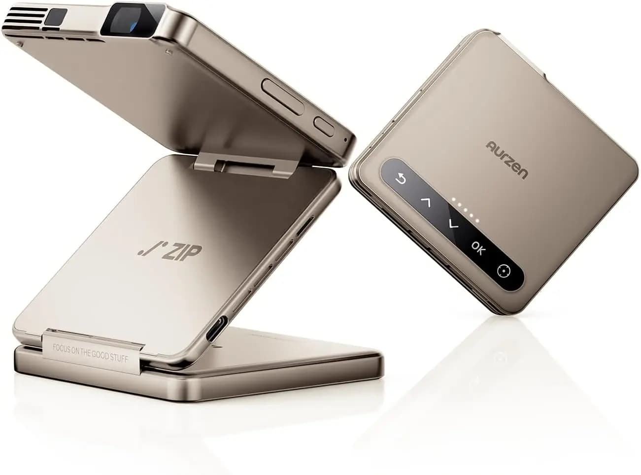 Mini Proiettore DLP Pieghevole, Tascabile, Messa a Fuoco Senza Ritardo, Mirroring dello Schermo, Ricarica Type-C, Batteria da 5000mAh