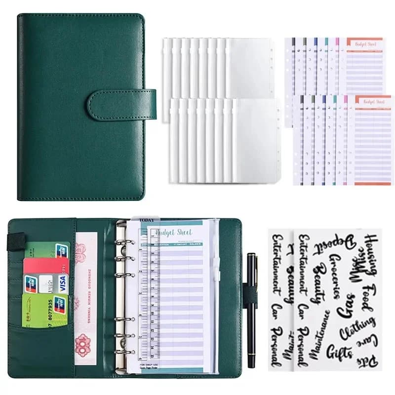 Pianificatore di raccoglitori economici Macaron Color A6 con buste per contanti da 6 pezzi Copertine per notebook in pelle PU colorata Tasche per raccoglitori per cartelle