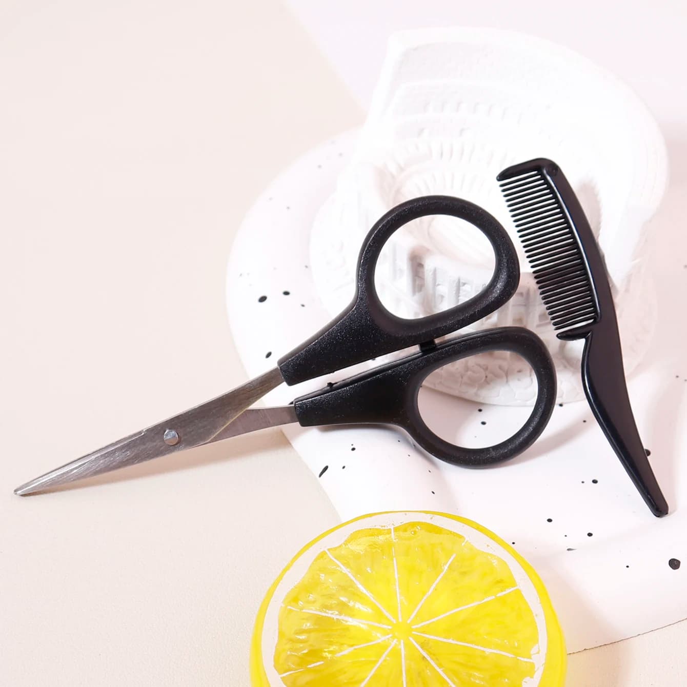 2 pezzi, 1 forbice per barba e baffi con 1 pettine, kit perfetto per la cura dei peli del viso per tutti i peli del corpo, speciale per parrucche di capelli veri