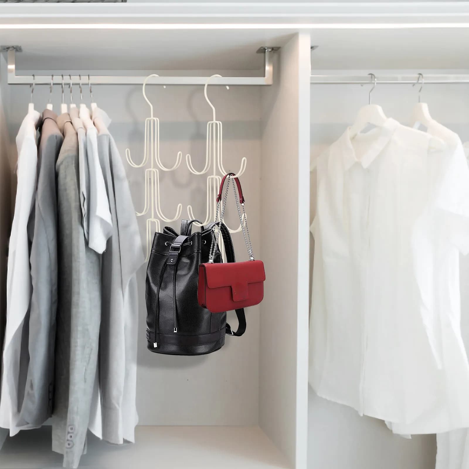 Purse Hanger Multi Hook Iron Waterproof Rust Proof Storage Closet Space Saver Smooth Tie ganizer Clothes Coat Hooks Bag