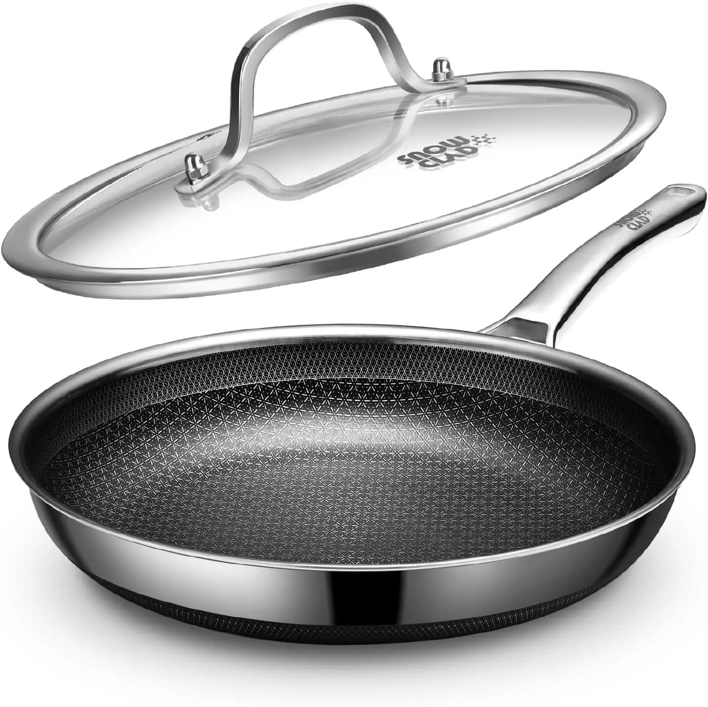 12 Dustproof pan with Cover, Hybrid stainless steel, Dishwasher washable and Fitted to Oven, Compatible with Induction