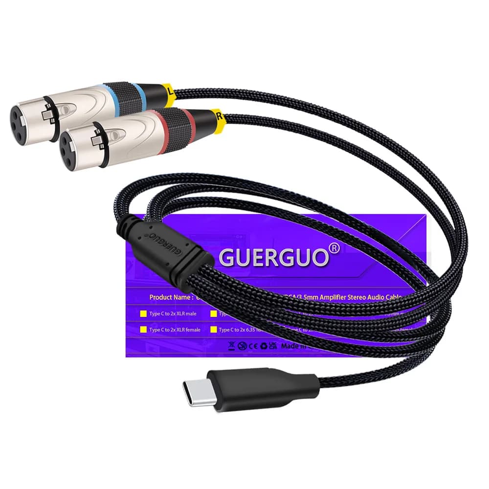 USB Type C to Dual 3Pin XLR Male/Female Output Audio Cable,XLR to USB C Converter Adapter for Amplifier,Speaker,Mixer Console