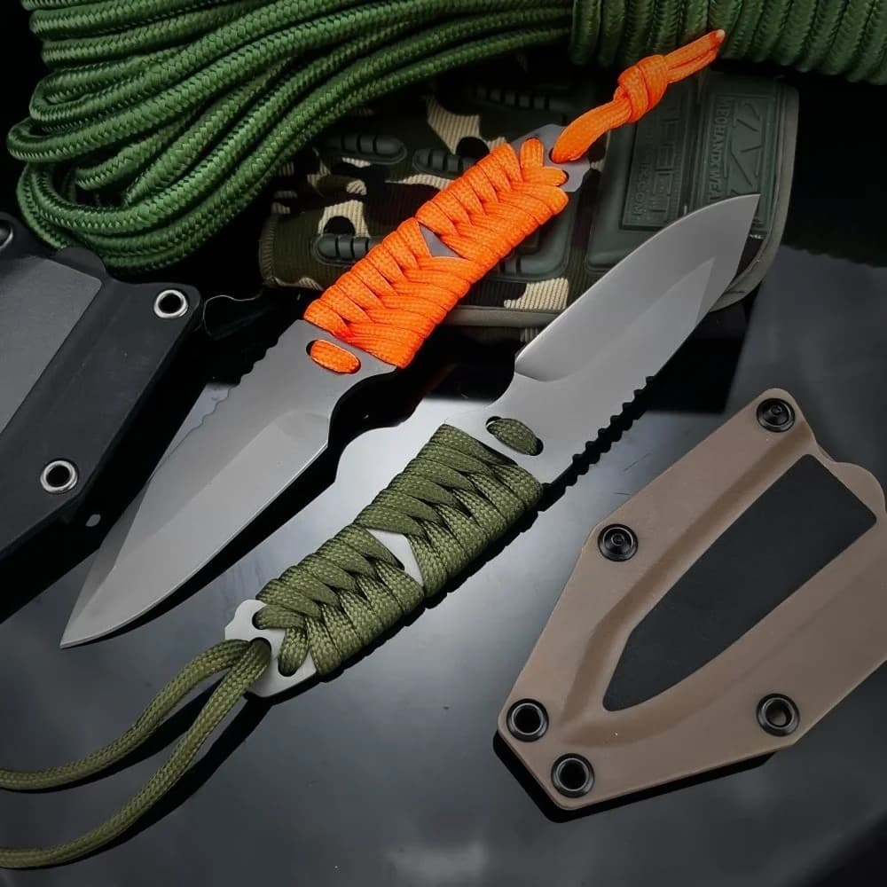 Portable Multi-Purpose Camping Knife with Sheath: 8Cr13Mov Blade, Nylon Handle Essential Outdoor and Fishing Tool for Everyday