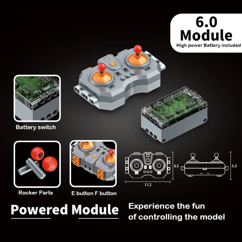 Set di Blocchi da Costruzione Mould King con Motore, Controllo Remoto e App, Interfaccia a 6 Canali, Accessori PF per Modifiche