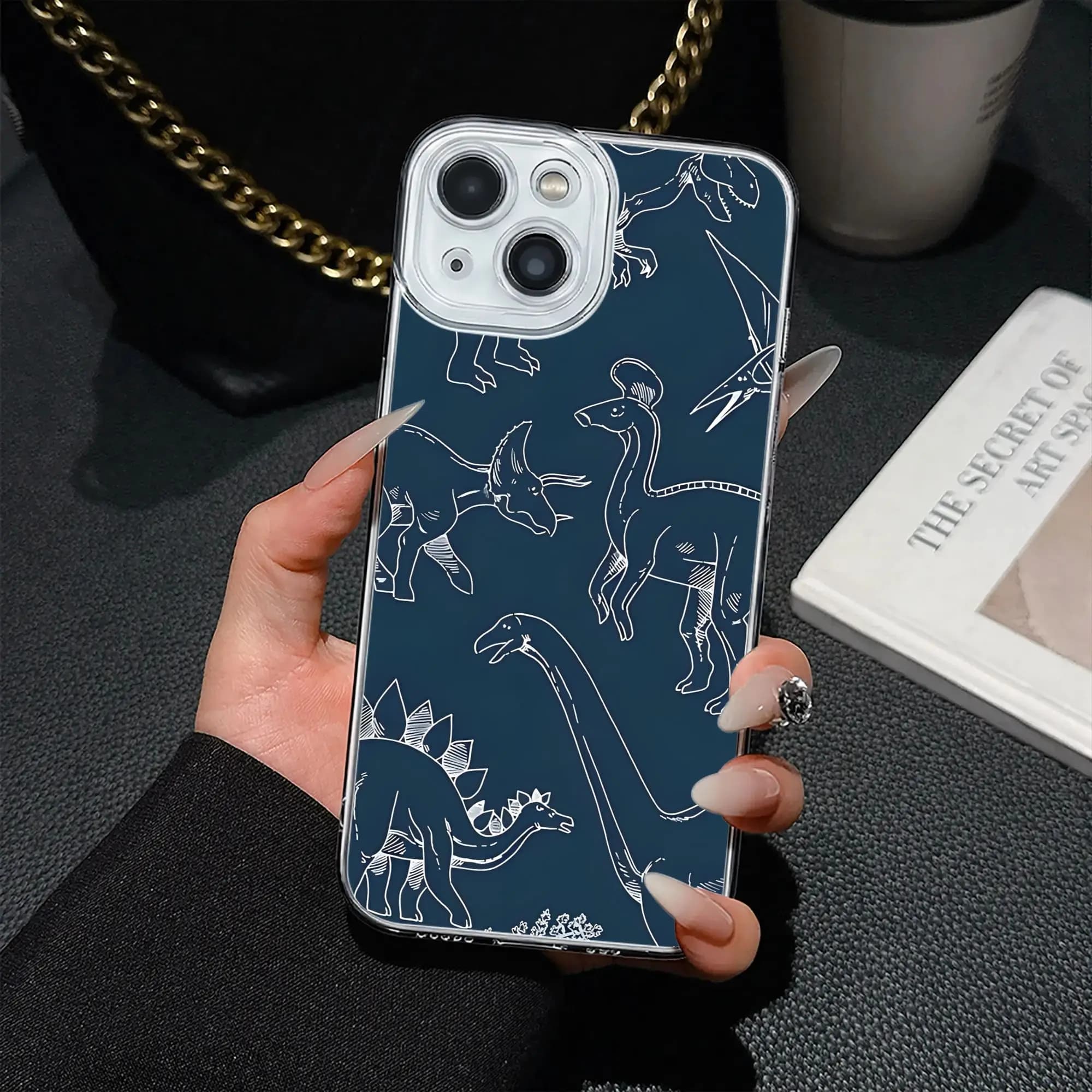 Dinosaur Sketchbook Kawaii Phone Case for IPhone 17 16 15 14 13 12 11 Cover