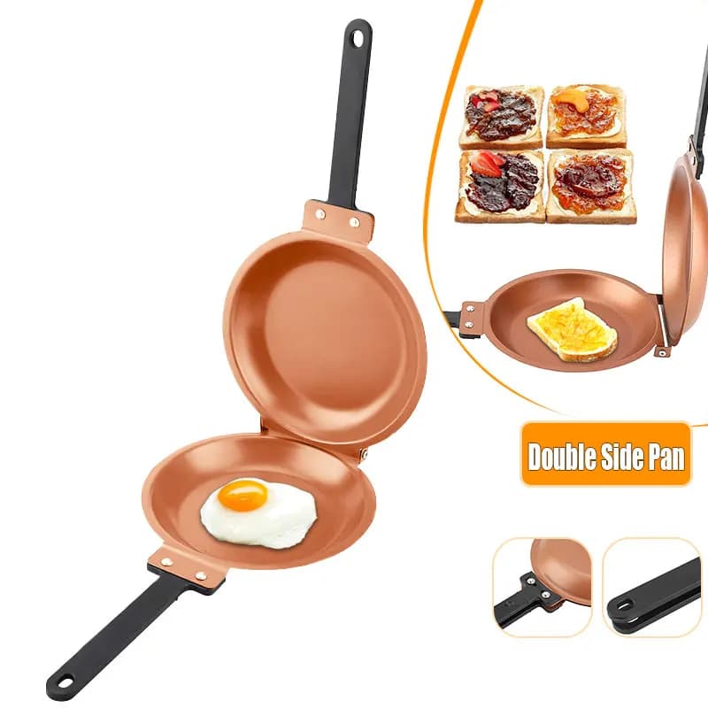 Padella per pancake a doppio lato Rivestimento in ceramica antiaderente Padella per uova fritte Pancake Maker Grill Pan Pentole da cucina per la casa