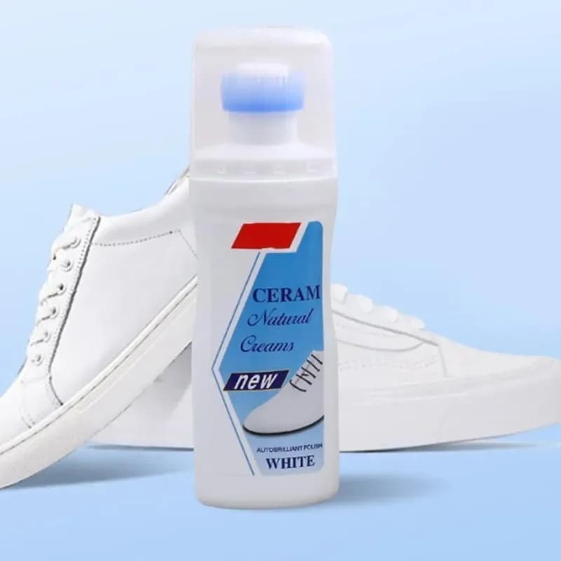 Crema detergente per scarpe bianche da 100 ml con spazzola-100ml Detergente sbiancante per rimuovere macchie per scarpe da ginnastica Detergente in schiuma per lavaggio senza acqua sbiancante