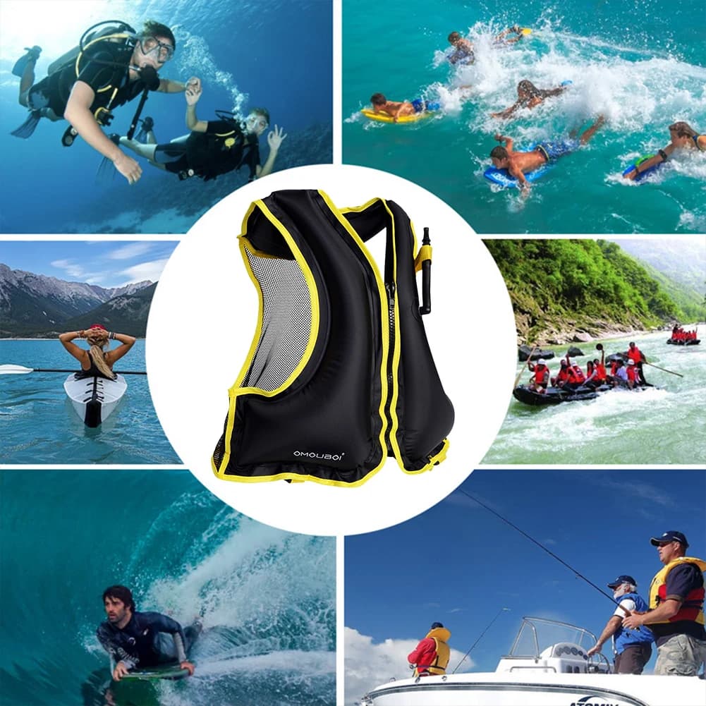 Portable Swim Jacket Adjustable Swimming Life Vest Breathable Water Sports Safety Vest for Snorkeling Swimming Kayaking Boating