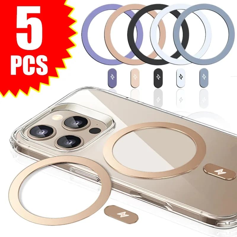 5-1PCS per Magsafe Anello autoadesivo con piastra metallica universale per Magsafe Caricatore wireless magnetico Adesivo in lamiera di ferro per iPhone
