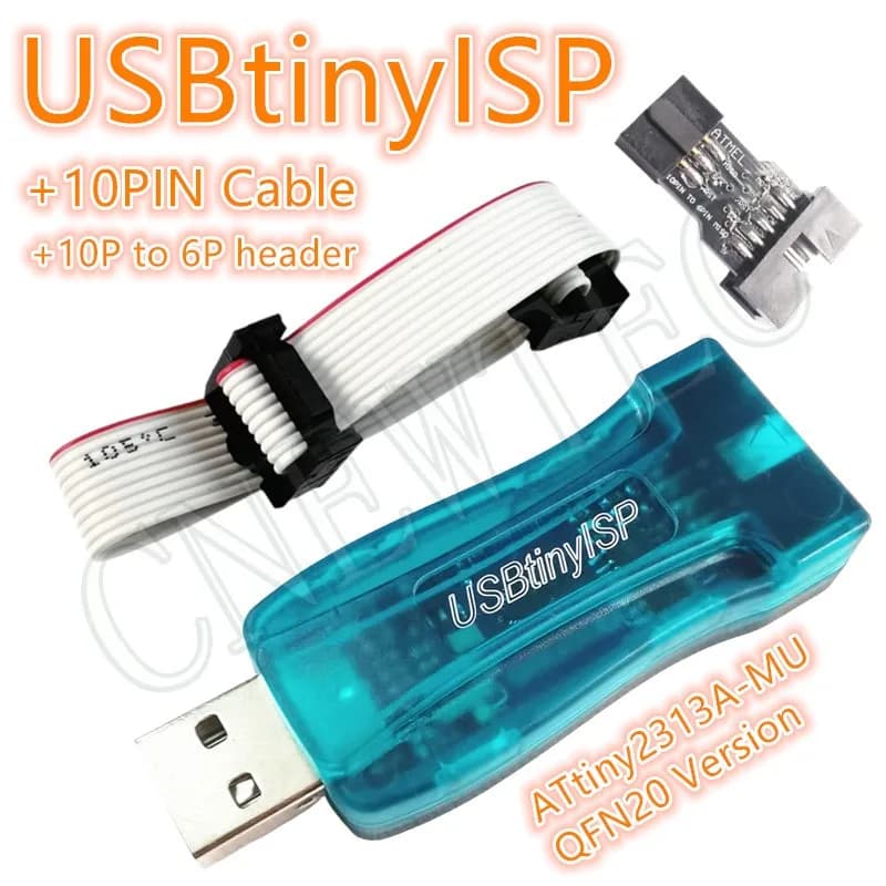 USBtinyISP ATTiny2313 QFN20 SOP20 AVRISP Bootloader Programmer for Arduino R3 Meag2560 with 10PIN to 6PIN conversion seat