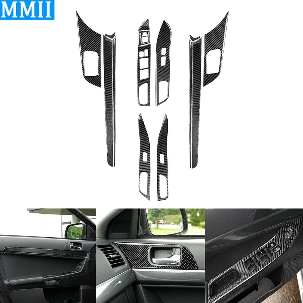 17 Pz Per Mitsubishi Lancer 2008-2016 Porta Interna Pannello di Copertura Reale In Fibra di Carbonio Decorativo Accessori Auto Decorazione Adesivo