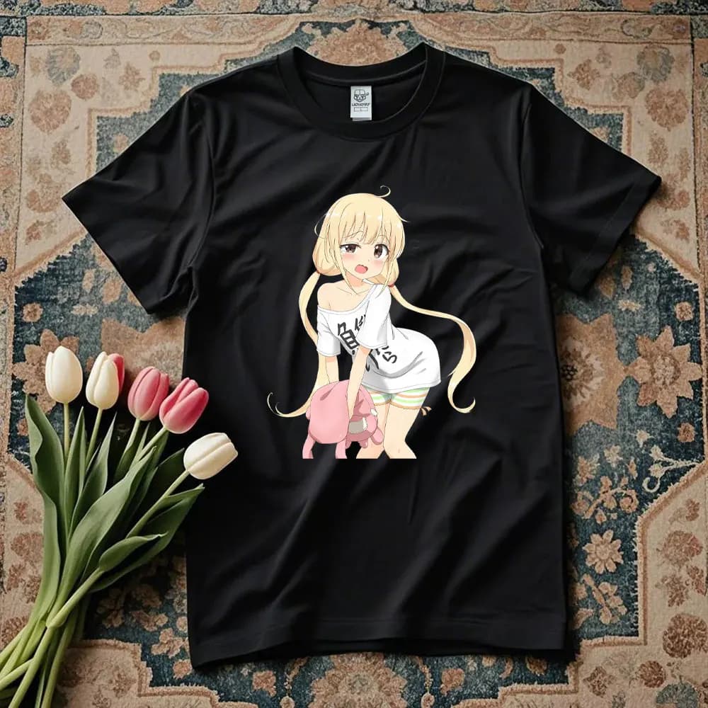 Futaba Anzu Anime Lazy Girl T-shirt in cotone Ispirata alla cultura pop giapponese Top estivo traspirante per uomo e donna con stampa grafica