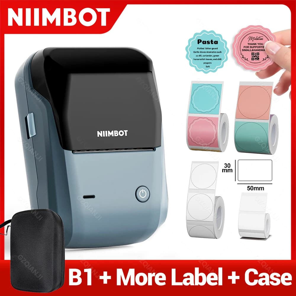Niimbot B1 Mini thermal printer for labels Bluetooth self-adhesive portable machine for UV round adhesive labels