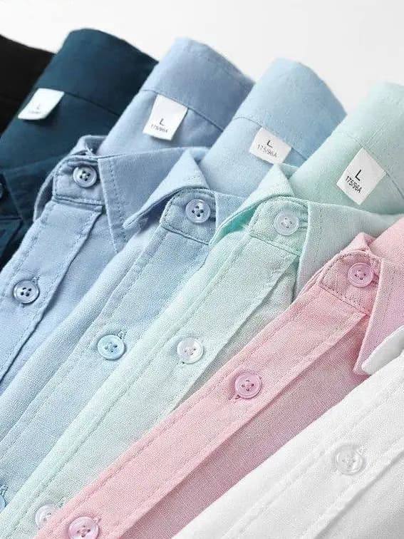 Shirt in Linen and Cotton for Autumn Start, Long sleeve with Rovesciato Collection, Single-colored shirt in Linen and Cotton for Half-End Man and...