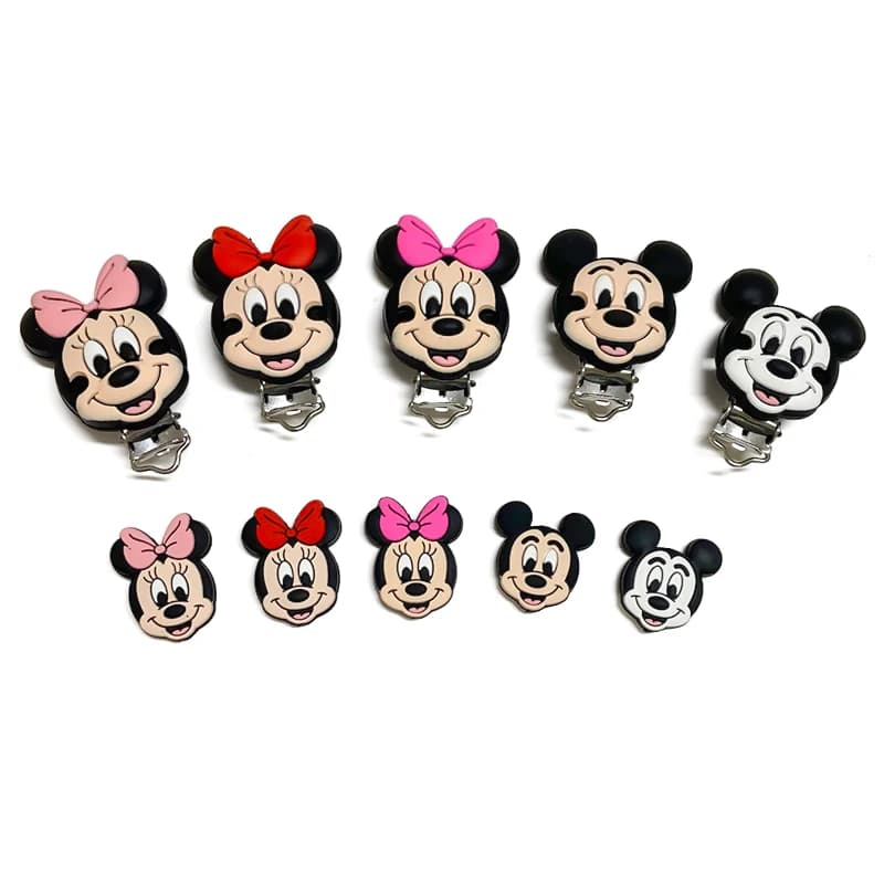 2 pz Silicone Topolino Ciuccio Clip Ciuccio Catena Titolare Succhietto Clip di Cura BPA Libero Ciuccio Catena Accessori