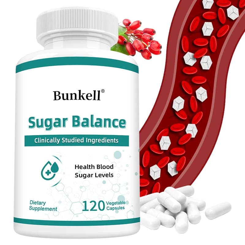 Supplement for sugar balance - with vitamin C, berberin HCL, supports cardiovascular and heart health, non GMO, gluten-free