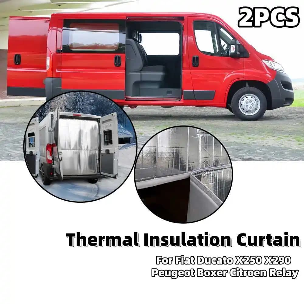 2PCS RV Door Rear Thermal Insulation Tent Caravan Interior Accessories For Fiat Ducato X250 X290 Peugeot Boxer Citroen Relè