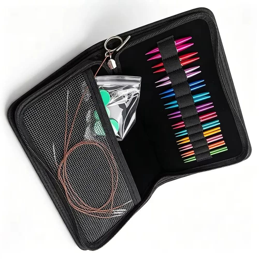 12 Pairs Interchangeable Circular Needle Set Mini Short 5.5cm Removable Head Sleeve Collar Ring Needle 3.0-8.0mm Knitting Tools