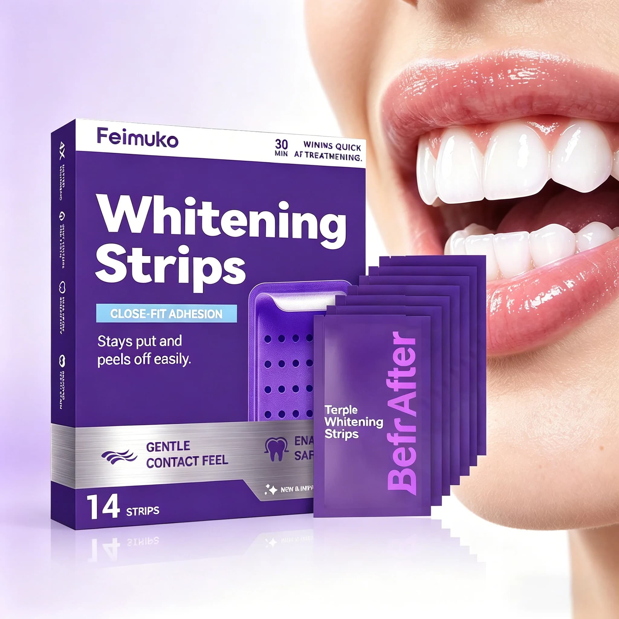 Strisce Sbiancanti per Denti Viola, Gel per Pulizia Orale, Migliora lo Sbiancamento dei Denti, Patch per Cura Orale, Uso Quotidiano