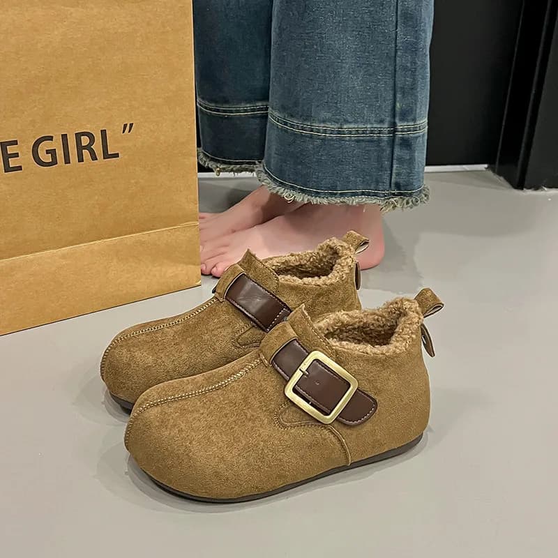 Scarpe Burken Full-Bag, scarpe da donna in cotone con suola spessa, autunno e inverno con pile, scarpe calde in un solo passaggio